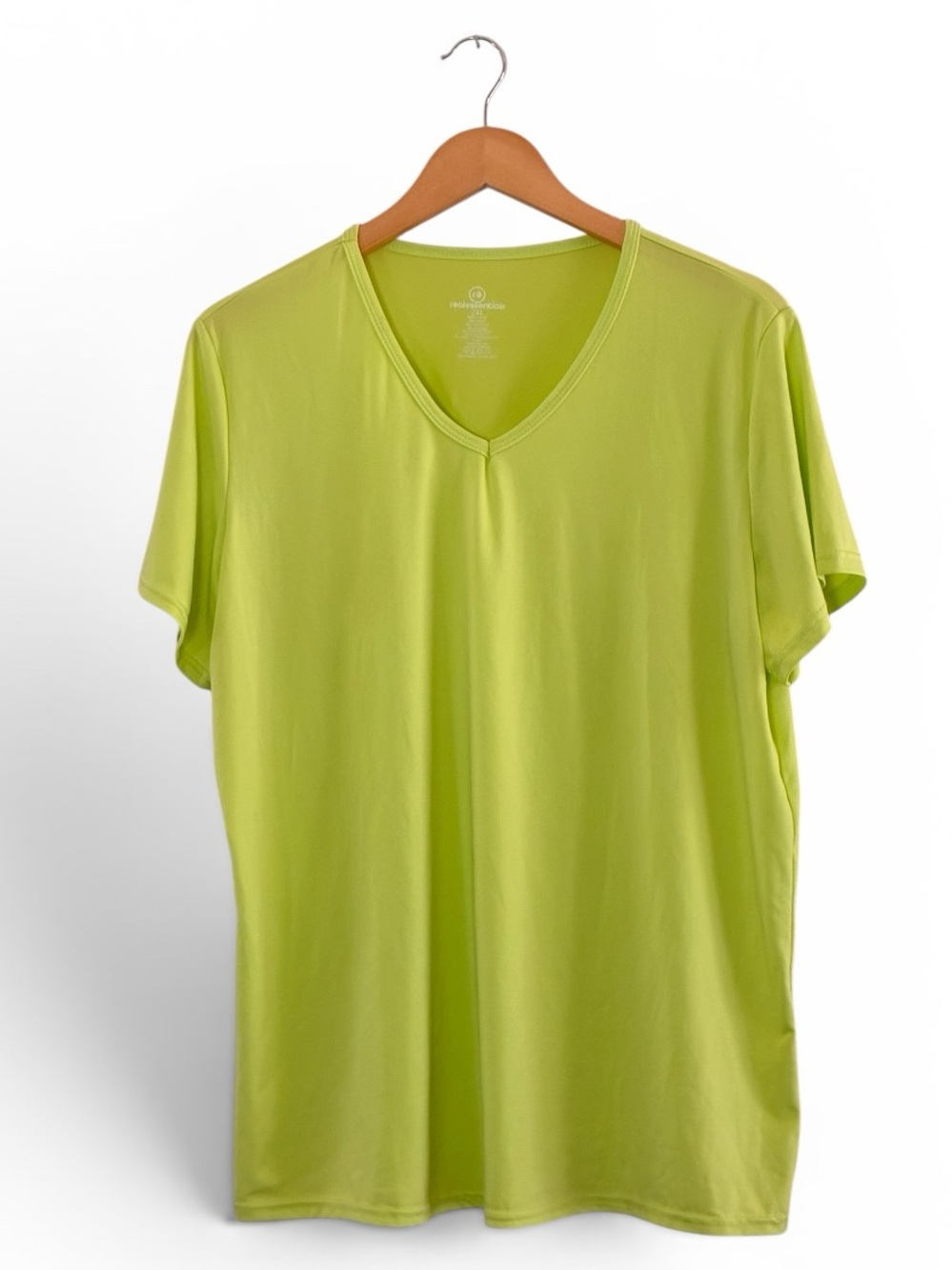 Real Essentials | Like new lime green v-neck short sleeve tee shirt size 2XL